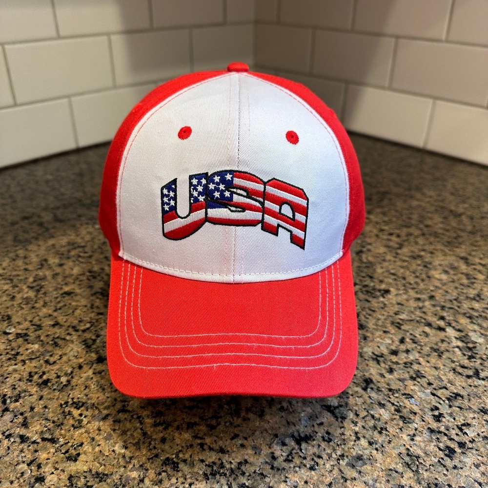 USA Hat Heritage Collection Baseball Cap Adjustable Red White Patriotic